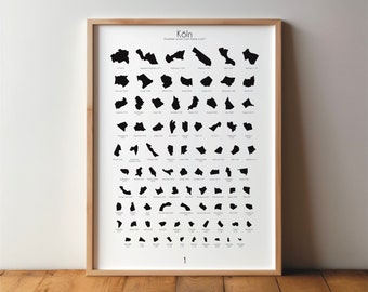 Cologne District Poster - Art, Print, Poster, Black & White, Minimal, Modern, Wall Art, Home, Travel