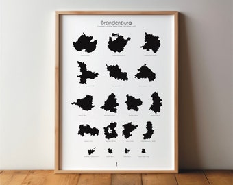 Brandenburg district and city posters - art, print, poster, black & white, minimal, modern, wall art, home, travel