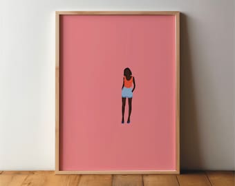 Woman in Summer Clothes Illustration - Fashion Poster, Picture, Art, Print, Minimal, Modern, Wall Art, Hobby, A4 A3 A2, Large