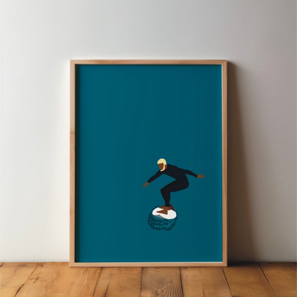 Wave Rider / Surfer Poster - Sports Lovers - Art Print Minimal Modern Wall Art Sport Hobby A4 A3 A2 Large Pop Art