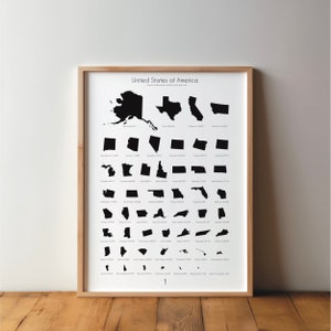 USA Staaten Poster - Kunst, Druck, Poster, Bild, minimal, modern, Wandkunst, Heimat, Reise, Reiseposter, Vereinigte Staaten von Amerika
