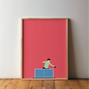 Jugadores de tenis de mesa Deportes Amigos Póster Art Print Minimal Modern Wall Art Sport Hobby A4 A3 Pop Art Gift Tenis de mesa