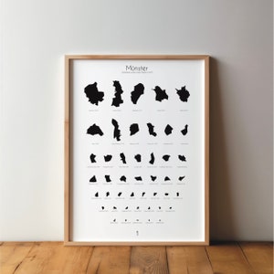 Poster van het district Münster - kunst, print, poster, zwart-wit, minimalistisch, modern, wandkunst, thuis, reizen, reisposter, A4 A3, Münsterland