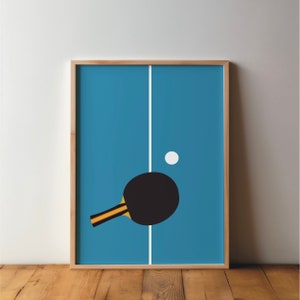 Póster de raqueta de tenis de mesa, arte, impresión, minimalista, póster deportivo, arte mural, deporte, afición, DIN A4, A3, A2, regalo