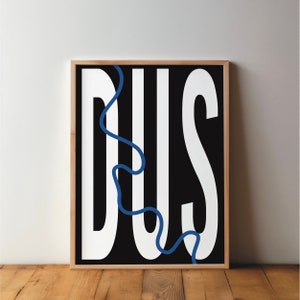 DUS Rhein Düsseldorf Poster - schwarz weiß, Kunst, Druck, minimal, modern, Wandkunst, Reise, Stadt, Heimat, Urlaub, DIN A4, A3, A2, gross