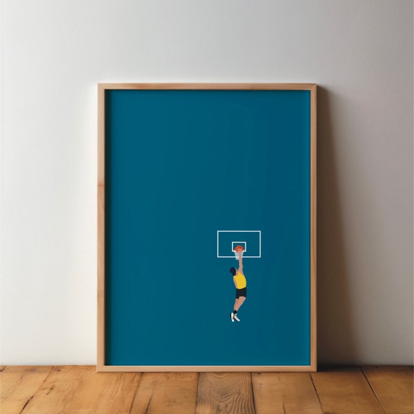 Basketballer Dunking Poster - Sportsfreunde - Kunst, Druck, minimal, modern, Wandkunst, Sport, Hobby