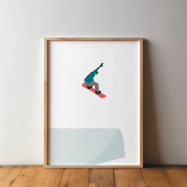 Snowboarder Poster - Sportsfreunde Sportposter - Snowboard, Kunst, Druck, minimal, modern, Wandkunst, Sport, Hobby, DIN A4 A3 A2, Bild