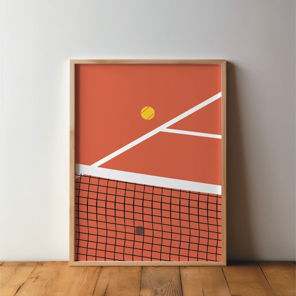 Affiche de terrain de sport de tennis - Sports Lovers Art Print Minimal Modern Wall Art Sports Hobby A4 Pop Art