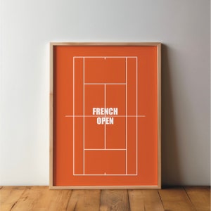 Póster de campo deportivo de tenis Grand Slam del Abierto de Francia - Póster deportivo, arte, imagen, impresión, minimalista, moderno, arte mural, deporte, afición, DIN A4, A3, A2