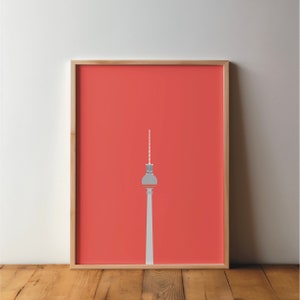 Berlin Fernsehturm Alexanderplatz Poster - Kunst, Druck, minimal, modern, Wandkunst, Reise, Stadt, Heimat, Urlaub, DIN A4 A3 A2, Pop Art