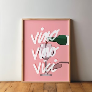 affiche vino vino vici - impression, décoration murale, décoration de cuisine, art, citation, drôle, art, impression, art mural, drôle, dicton, DIN A4 A3, service à vin