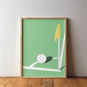 Fußball Ecke Sportplatz Szene Poster - Sportsfreunde - Kunst, Druck, minimal, modern, Wandkunst, Sport, Hobby, Wanddekoration, Pop Art