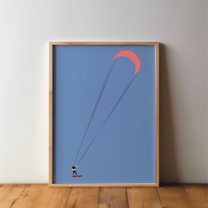 Póster de kitesurf - Póster deportivo - Arte, impresión, imagen, moderno, surfista, arte mural, deporte, afición, DIN A4 A3, regalo para deportistas