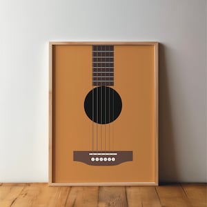 Guitar Poster - Picture, Illustration, Art, Print, Guitar, Minimal, Modern, Wall Art, Music, Hobby, Gift for Musician, Guitarist