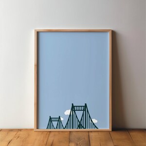 Póster del Puente Uerdinger en Krefeld - Arte, Impresión, Minimalista, Moderno, Arte de pared, Viajes, Ciudad, Hogar, Vacaciones, DIN A4, A3, A2, Grande