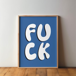 Cartel de tipografía FUCK - impresión, decoración de pared, arte, cita, divertido, arte, impresión, arte de pared, divertido, dicho, DIN A4 A3, conjunto grande
