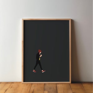 Ilustración de mujer con café y sombrero rojo - Póster de moda, imagen, arte, impresión, minimalista, moderno, arte mural, deporte, pasatiempo, DIN A4, A3, A2, grande