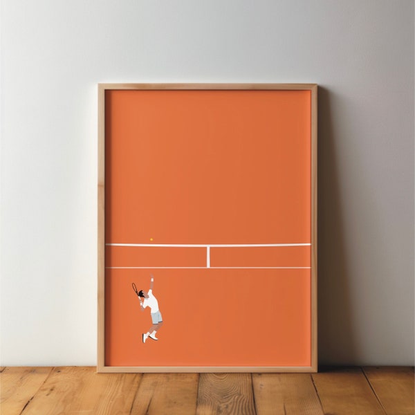 Affiche de joueur de tennis - Amis sportifs - Art, Impression, Minimal, Moderne, Art mural, Sport, Hobby, Pop Art, Décoration murale, Tennis