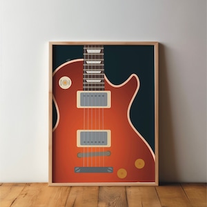 Les Paul E-Gitarre Poster - Bild, Illustration, Kunst, Druck, minimal, modern, Wandkunst, Musik, Hobby, Geschenk für Musiker , Gitarrist