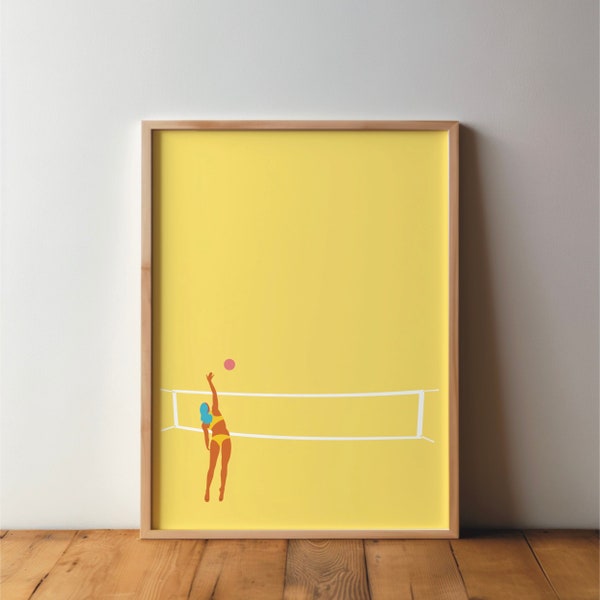 Beachvolleyball Poster - Sportsfreunde - Volleyball, Kunst, Druck, minimal, modern, Wandkunst, Sport, Hobby, DIN A4, A3, A2, groß, Pop Art