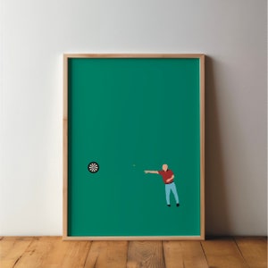Póster de jugador de dardos - Póster deportivo - Arte, Imagen de dardos, Impresión de dardos, Minimalista, Moderno, Arte mural, Deporte, Afición, DIN A4, A3, A2, Set de decoración