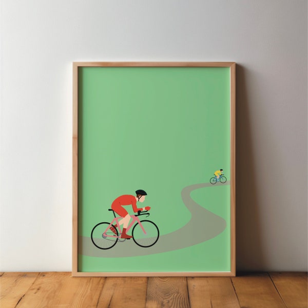 Radfahrer / Rennrad Poster - Sportsfreunde - Kunst, Druck, minimal, modern, Wandkunst, Sport, Hobby, DIN A4, A3, A2, gross, Pop Art