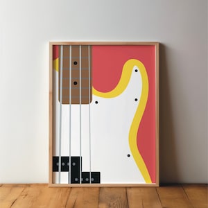 Electric Bass / Bass Guitar Poster - Picture, Illustration, Art, Print, Minimal, Modern, Wall Art, Music, Hobby, Gift for Musician, Bass Guitar