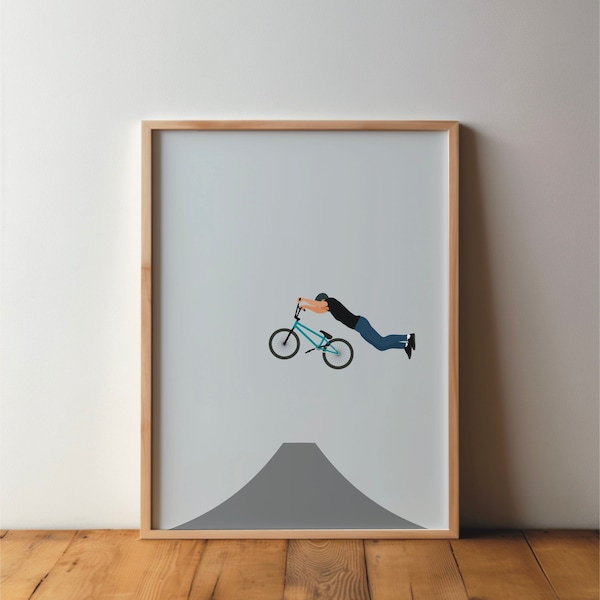 BMX Poster - Sportsfreunde - Fahrrad, Kunst, Druck, minimal, modern, Wandkunst, Extremsport, Sport, Hobby, DIN A4, A3, A2, groß, Pop Art