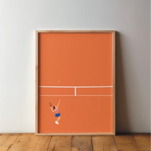 Tennisspeler Serveert Poster - Sportvrienden - Kunst, Print, Minimalistisch, Modern, Wandkunst, Sport, Hobby, Pop Art, Wanddecoratie, Tennis