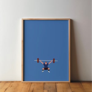 Póster de Halterofilia - Amigos del Deporte - Arte, Impresión, Minimalista, Moderno, Arte Mural, Deporte, Afición, DIN A4, Pop Art