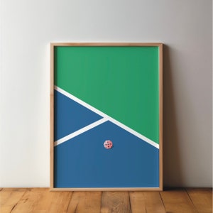 Pickleball speelveldposter - sportposter - kunst, print, minimaal, modern, kunst aan de muur, sport, atleet, decoratie, DIN A4 A3 A2 foto, sportveld