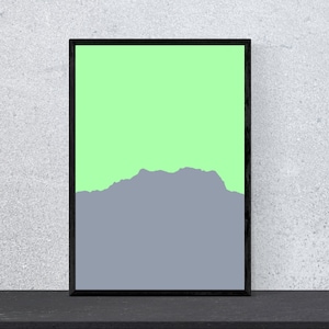 Póster de Zugspitze - Contorno de montaña - Arte, Impresión, Minimalista, Moderno, Arte mural, Escalada, Montañas, Hobby, DIN A4, Pop Art