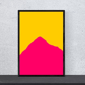 Póster del K2 - Contorno de montaña - Arte, Impresión, Minimalista, Moderno, Arte mural, Escalada, Montañas, Hobby, DIN A4, Pop Art