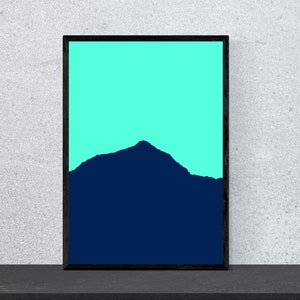 Póster del Monte Everest - Contorno de montaña - Arte, Impresión, Minimalista, Moderno, Arte mural, Escalada, Montañas, Hobby, DIN A4, Pop Art