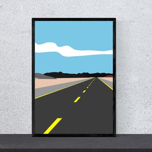 Póster de viaje por carretera en Sudamérica: arte, impresión, minimalista, moderno, arte mural, naturaleza, hogar, vacaciones, DIN A4, arte pop, montañas, senderismo