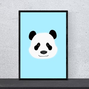 Póster de cabeza de panda - Arte, impresión, minimalista, moderno, arte mural, infantil, guardería, animales, safari, zoológico, A4, arte pop