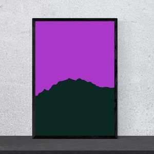 Póster de Dufourspitze - Contorno de montaña - Arte, Impresión, Minimalista, Moderno, Arte mural, Escalada, Montañas, Hobby, DIN A4, Pop Art