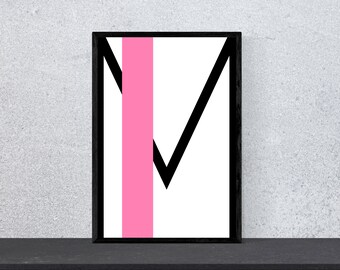 M letter poster - DIN A4, art, print, minimal, modern, wall art, child, children's room, school, typography, ABC, Pop Art, for them him