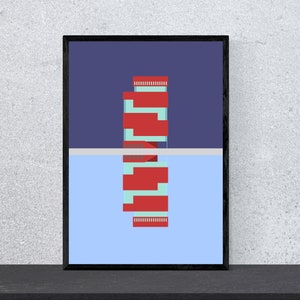 Póster MAS Amberes - Arte, Impresión, Minimalista, Moderno, Arte Mural, Viajes, Ciudad, Hogar, Vacaciones, DIN A4, Arte Pop