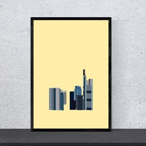 Póster del horizonte de Fráncfort: arte, impresión, minimalista, moderno, arte mural, viajes, ciudad, hogar, vacaciones, DIN A4, arte pop