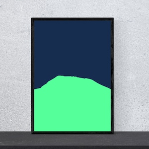 Póster del Kilimanjaro - Contorno de montaña - Arte, Impresión, Minimalista, Moderno, Arte mural, Escalada, Montañas, Hobby, DIN A4, Pop Art