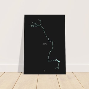 Poster del fiume Reno - arte, stampa, poster, nero e blu, minimal, moderno, arte da parete, casa, viaggio