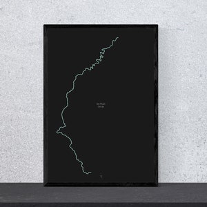 Mosel Flussposter - Kunst, Druck, Poster, schwarz & blau, minimal, modern, Wandkunst, Heimat, Reise