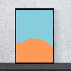 Póster de Denali - Contorno de montaña - Arte, Impresión, Minimalista, Moderno, Arte mural, Escalada, Montañas, Hobby, DIN A4, Pop Art
