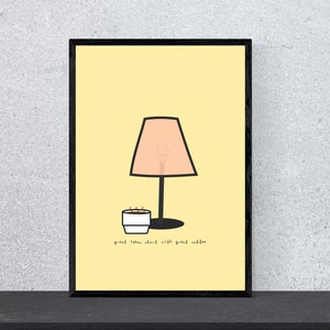 Las grandes ideas empiezan con un gran café. Póster: Arte, Impresión, Minimalista, Moderno, Arte mural, Café, Amante del café, Cocina, DIN A4, Arte pop.