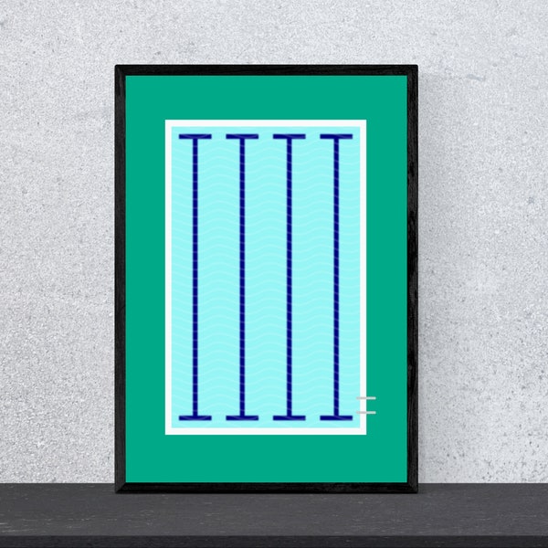 Pool Poster #6 - Art, Print, Minimal, Modern, Wall Art, Nature, Home, Holiday, Sea, DIN A4, Pop Art, Swimming, Sports, Swimming Lanes