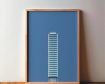 Mannesmannhochhaus Düsseldorf Poster - Art, Print, Minimal, Modern, Wall Art, Travel, City, Home, Vacation, DIN A4, A3, A2, Large, Set