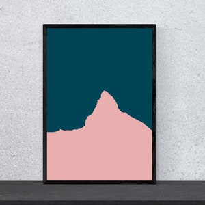 Póster del Matterhorn - Contorno de montaña - Arte, Impresión, Minimalista, Moderno, Arte mural, Escalada, Montañas, Hobby, DIN A4, Pop Art