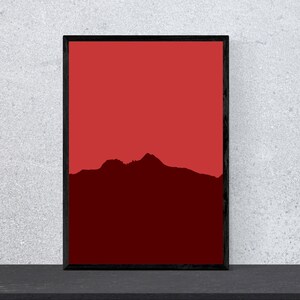 Póster de Grossglockner - Contorno de montaña - Arte, Impresión, Minimalista, Moderno, Arte mural, Escalada, Montañas, Hobby, DIN A4, Pop Art