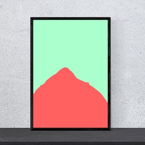 Póster de Nanga Parbat - Contorno de montaña - Arte, Impresión, Minimalista, Moderno, Arte mural, Escalada, Montañas, Hobby, DIN A4, Arte pop